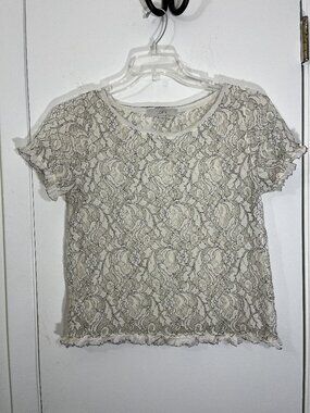 LOFT Women's Lace Fairy  Short Sleeve Blouse Top